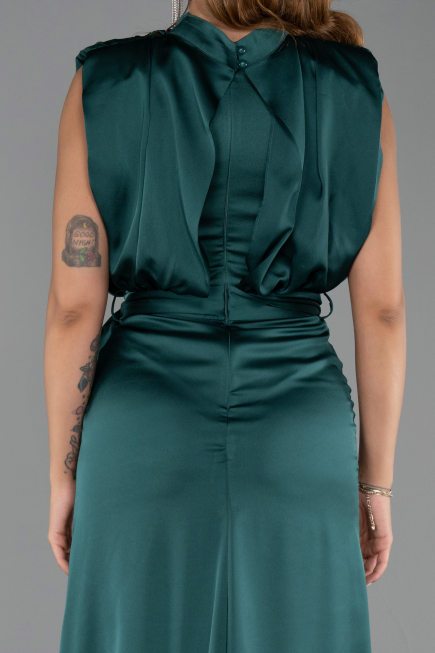 Abendkleid Lang Satin Smaragdgrün ABU2133