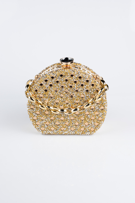 Gold Abendtasche Steinbesetzt SH854