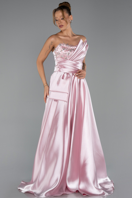 Abendkleid Lang Satin Puder ABU5767