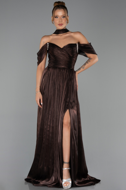 Abendkleid Lang Chiffon Braun ABU6342