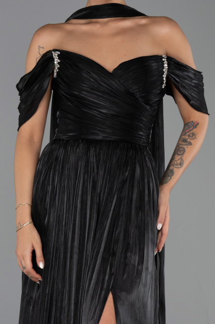 Abendkleid Lang Chiffon Schwarz ABU6342