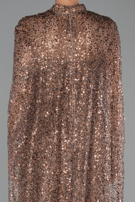 Abendkleid Lang Schuppig Hellbraun ABU6343
