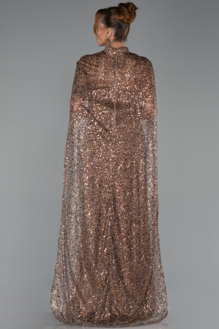Abendkleid Lang Schuppig Hellbraun ABU6343