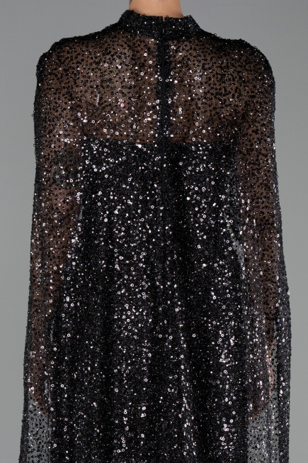 Abendkleid Lang Schuppig Schwarz ABU6343