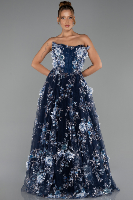 Abendkleid Lang Marineblau ABU6344