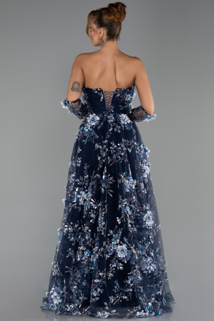 Abendkleid Lang Marineblau ABU6344