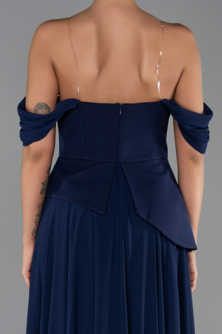 Abendkleid Lang Chiffon Marineblau ABU6345