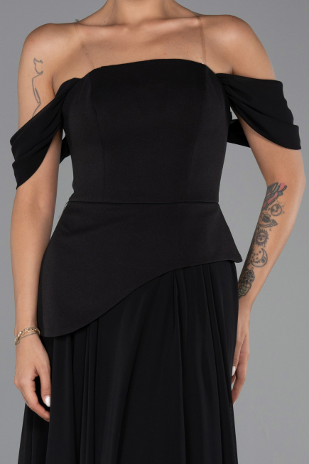 Abendkleid Lang Chiffon Schwarz ABU6345