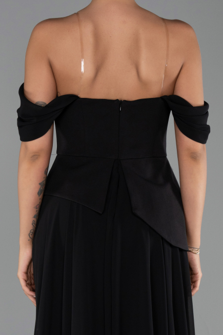 Abendkleid Lang Chiffon Schwarz ABU6345