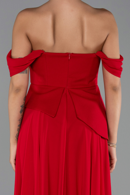 Abendkleid Lang Chiffon Rot ABU6345