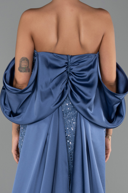 Abendkleid Lang Perlenbesetzt Indigo ABU6351
