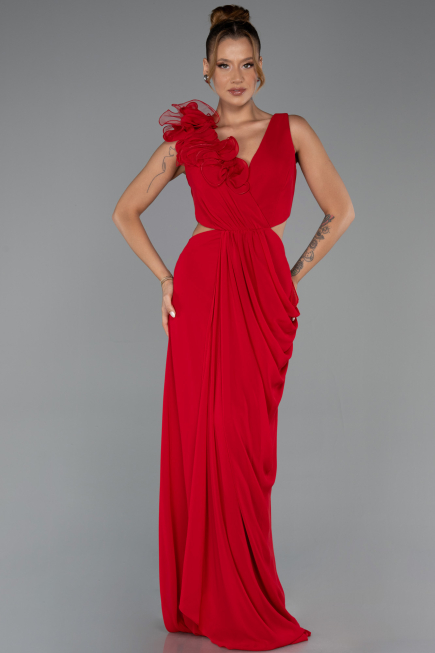 Abschlusskleid Lang Chiffon Rot ABU6354