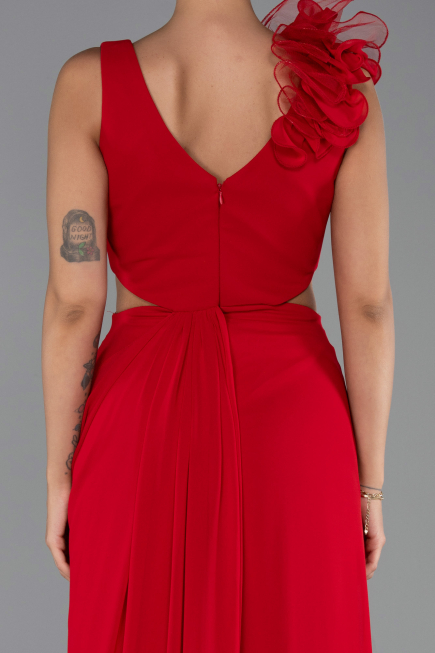 Abschlusskleid Lang Chiffon Rot ABU6354