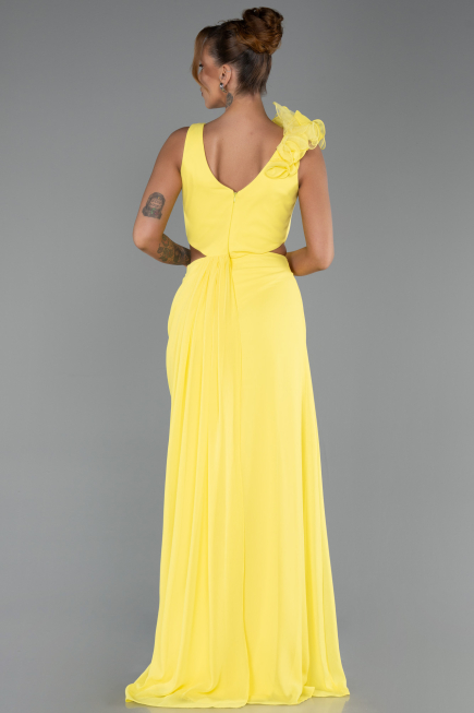 Abschlusskleid Lang Chiffon Gelb ABU6354