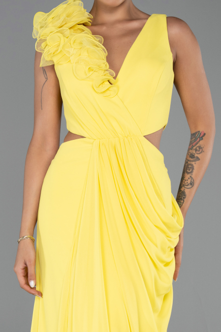 Abschlusskleid Lang Chiffon Gelb ABU6354
