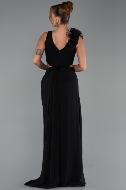 Abschlusskleid Lang Chiffon Schwarz ABU6354
