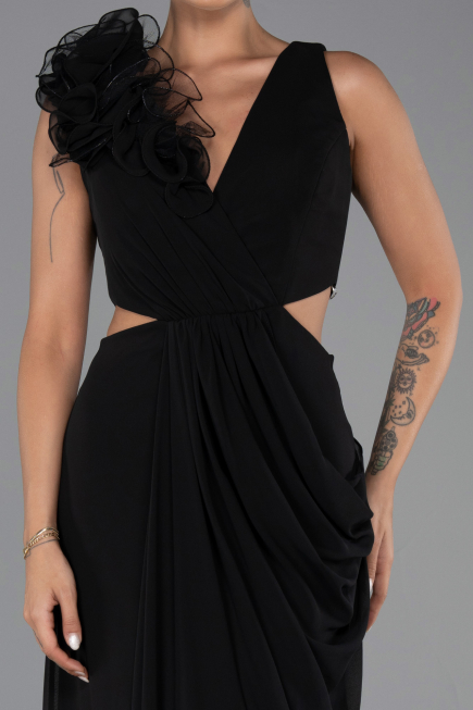 Abschlusskleid Lang Chiffon Schwarz ABU6354
