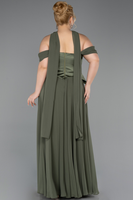 Abendgarderobe in Großen Größen Lang Chiffon Khaki ABU5551