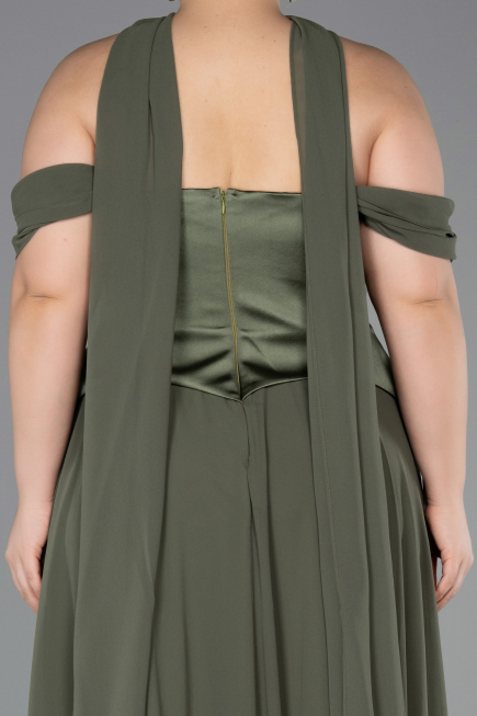 Abendgarderobe in Großen Größen Lang Chiffon Khaki ABU5551