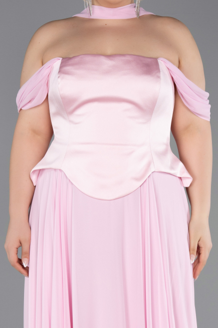 Abendgarderobe in Großen Größen Lang Chiffon Puder ABU5551