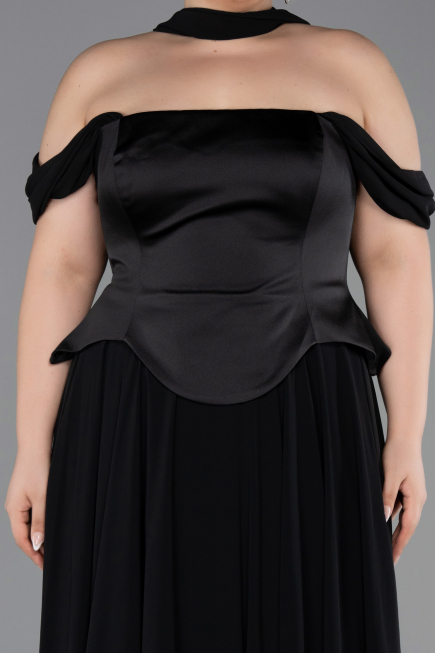 Abendgarderobe in Großen Größen Lang Chiffon Schwarz ABU5551