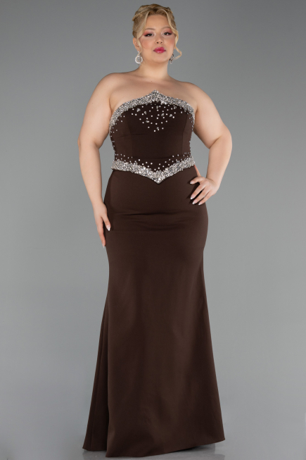 Abendkleid in Übergröße Lang Braun ABU6338