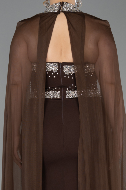 Abendkleid in Übergröße Lang Braun ABU6338