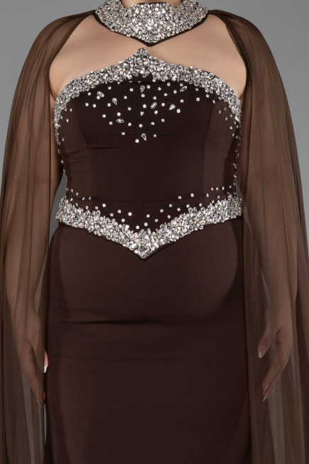 Abendkleid in Übergröße Lang Braun ABU6338