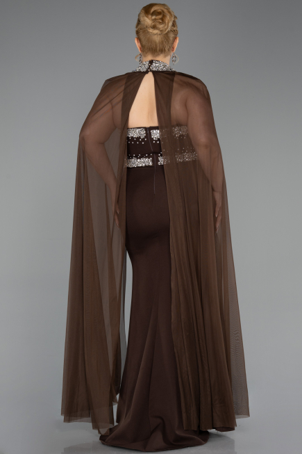 Abendkleid in Übergröße Lang Braun ABU6338