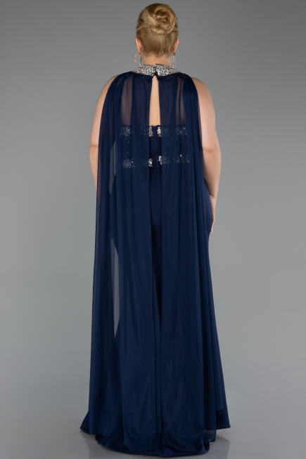 Abendkleid in Übergröße Lang Marineblau ABU6338