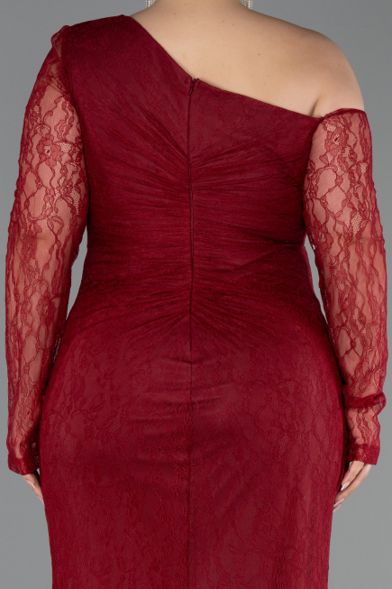 Abendkleid in Übergröße Lang Spitze Weinrot ABU6339