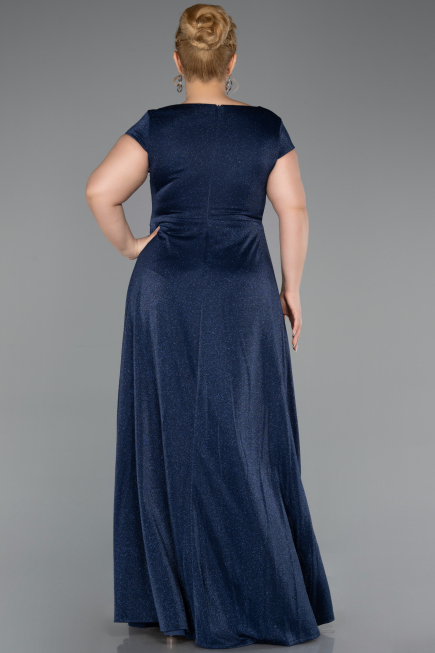 Abendkleid in Übergröße Lang Marineblau ABU6363