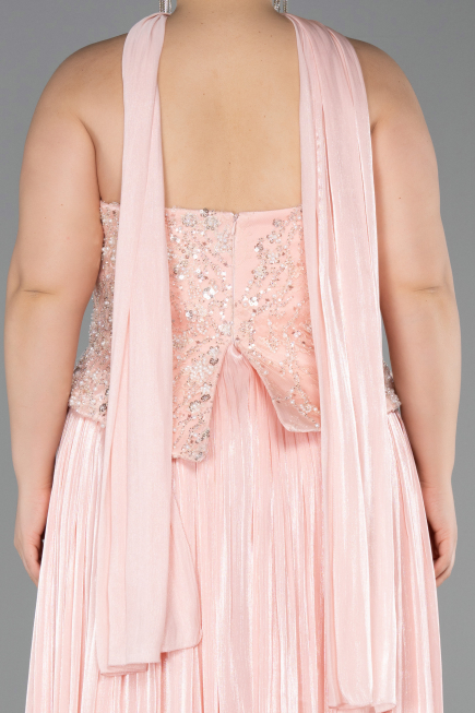 Abendkleid in Übergröße Lang Chiffon Lachs ABU5793