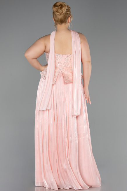 Abendkleid in Übergröße Lang Chiffon Lachs ABU5793