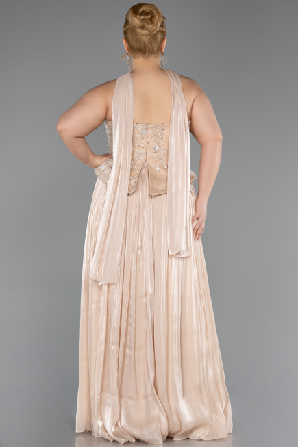 Abendkleid in Übergröße Lang Chiffon Beige ABU5793