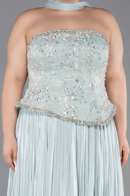 Abendkleid in Übergröße Lang Chiffon Minzgrün ABU5793