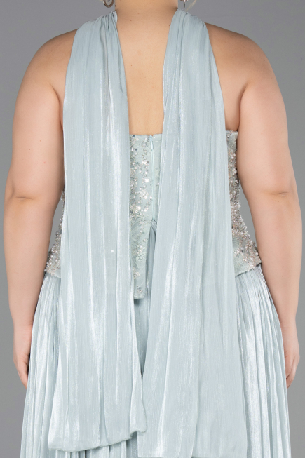 Abendkleid in Übergröße Lang Chiffon Minzgrün ABU5793