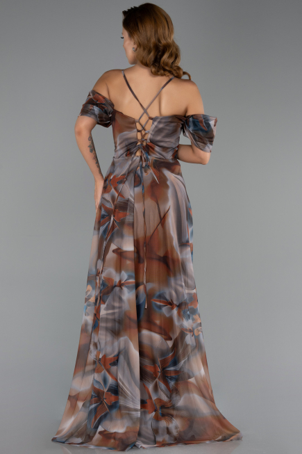 Abendkleid in Übergröße Lang Braun ABU6409