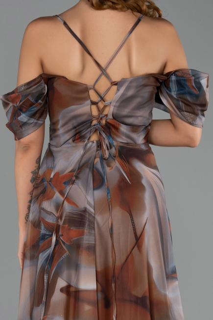 Abendkleid in Übergröße Lang Braun ABU6409