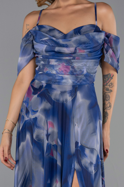 Abendkleid in Übergröße Lang Marineblau ABU6409