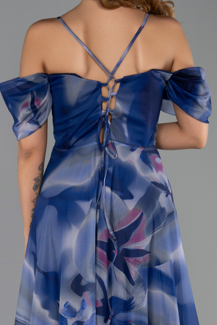 Abendkleid in Übergröße Lang Marineblau ABU6409