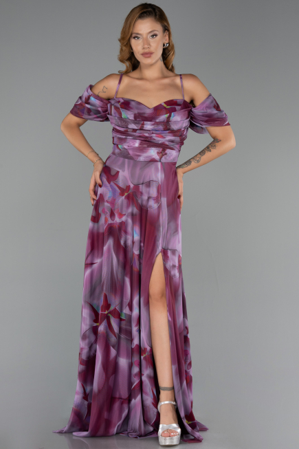 Abendkleid in Übergröße Lang Pflaume ABU6409