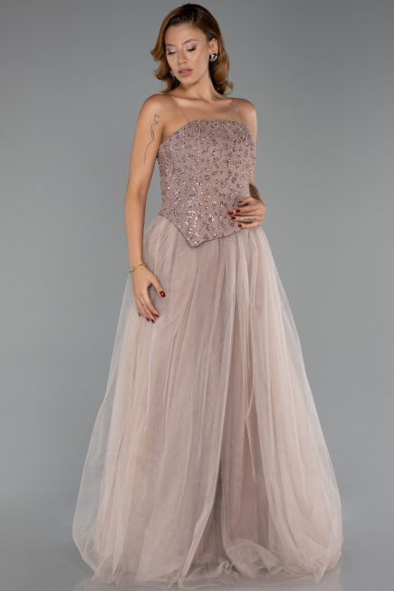 Abendkleid Lang Nerzbraun ABU6412