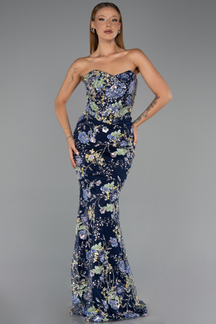 Abendkleid Lang Marineblau ABU6421