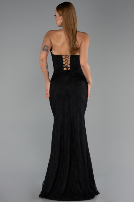 Abendkleid Lang Spitze Schwarz ABU6419