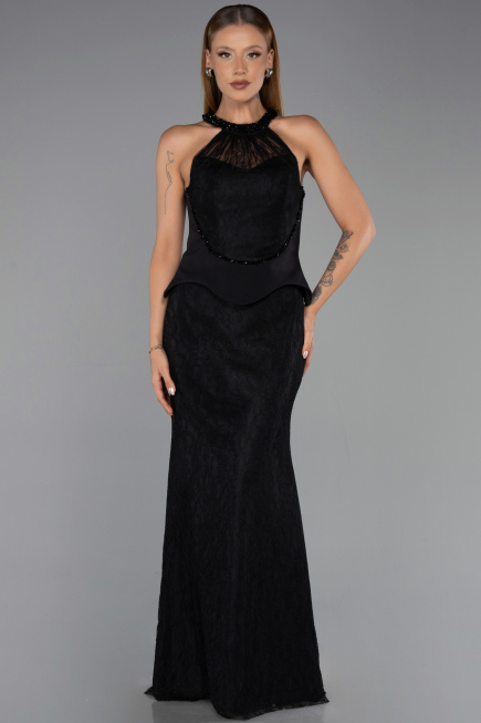 Abendkleid Lang Spitze Schwarz ABU6425