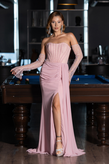 Standesamtkleid Lang Chiffon Puder ABU5791