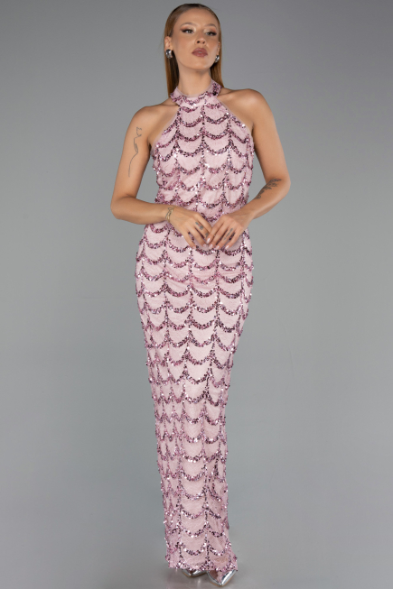 Abendkleid Lang Spitze Puder ABU6405