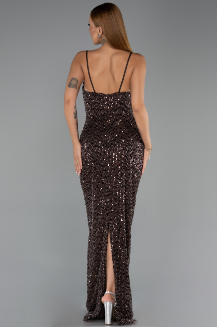 Abendkleid Lang Schuppig Braun ABU6308