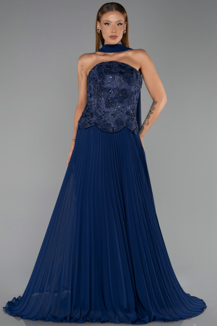 Abendkleid Lang Chiffon Marineblau ABU6436
